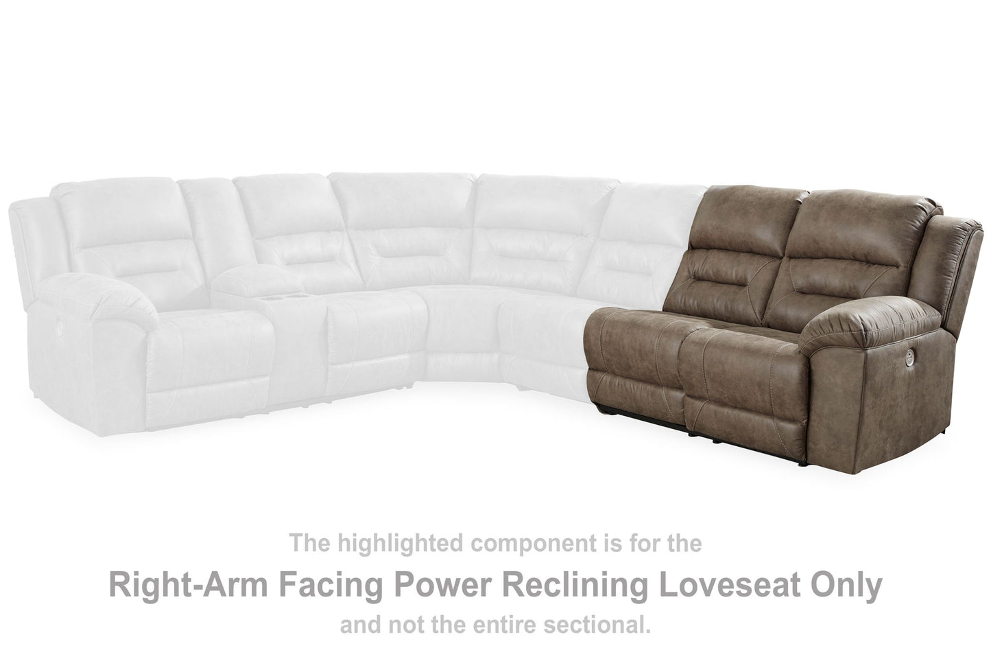 Ravenel - Raf Reclining Power Loveseat - Faux Leather - Fossil