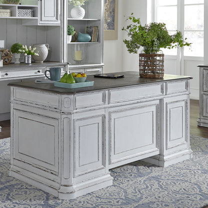Magnolia Manor - Jr Executive Desk Base - Antique White