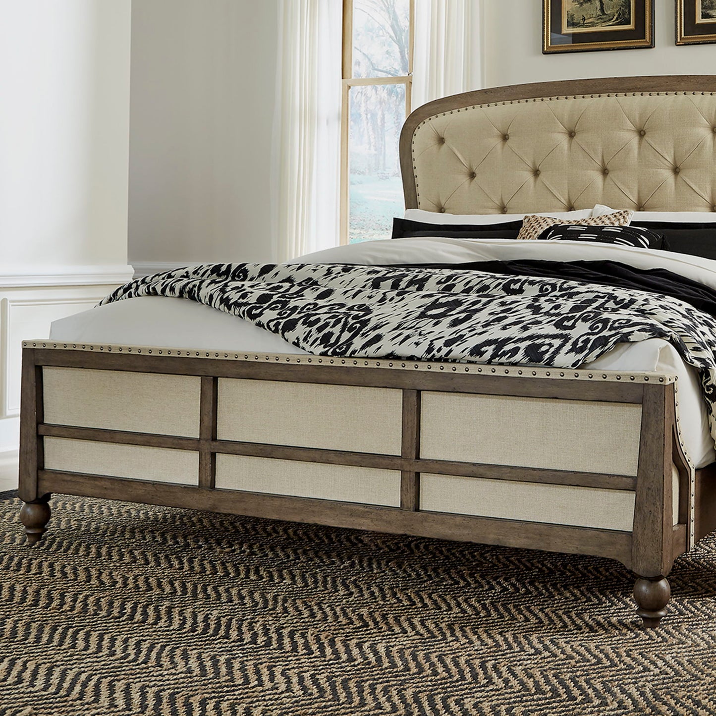 Americana Farmhouse - King Upholstered Shelter Footboard - Light Brown