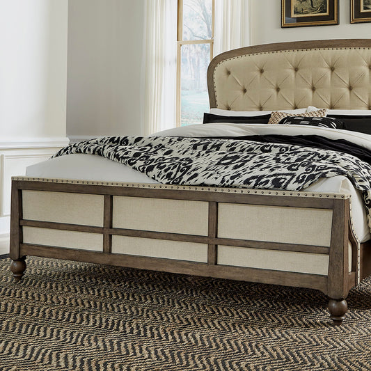 Americana Farmhouse - King Upholstered Shelter Footboard - Light Brown