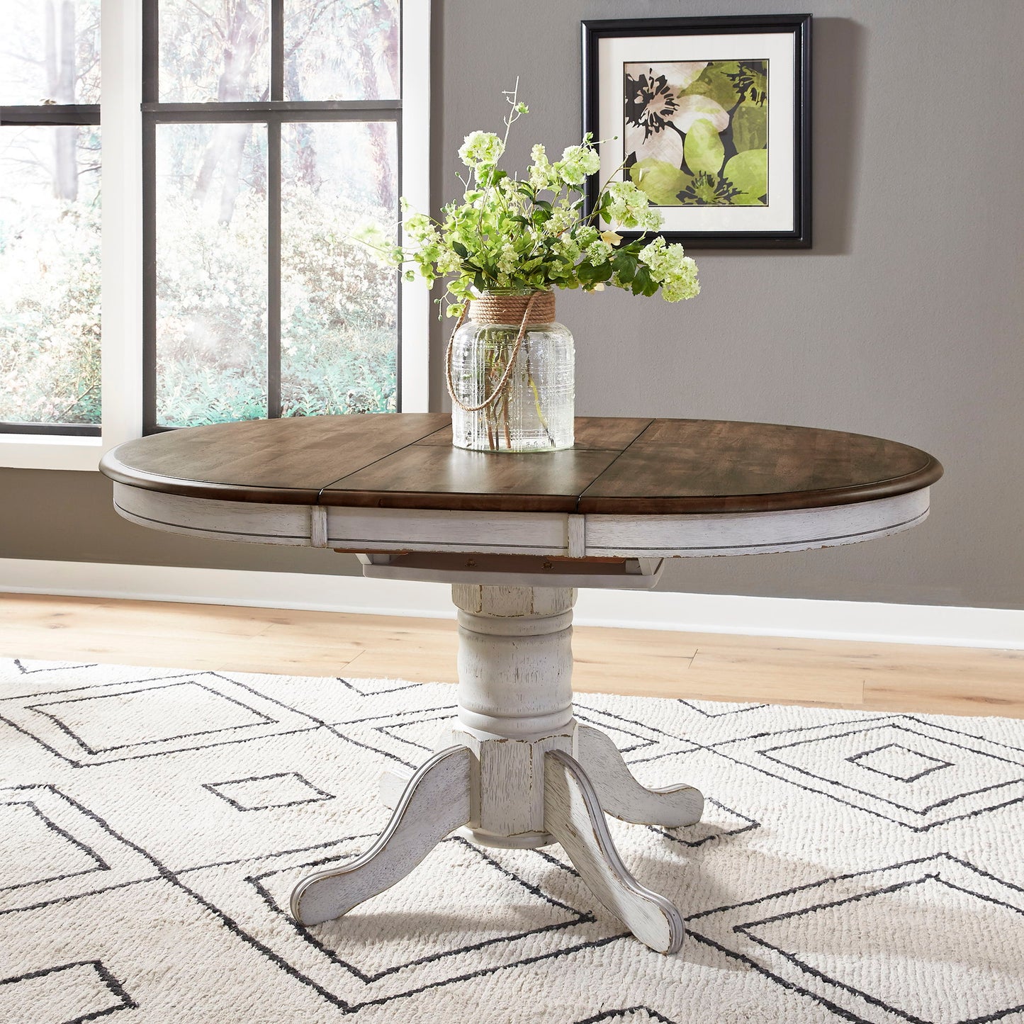 Carolina Crossing - Oval Pedestal Table Base - White / Antique Honey