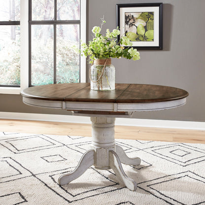 Carolina Crossing - Oval Pedestal Table Base - White / Antique Honey