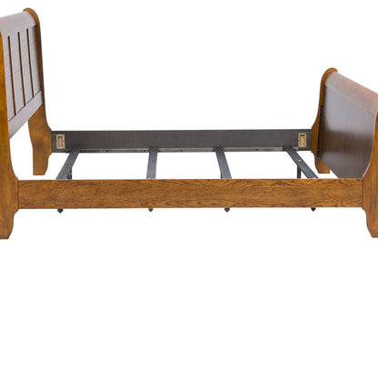 Grandpas Cabin - California King Sleigh Rails - Aged Oak